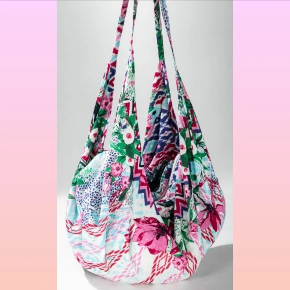 NWT Pink Boho Tote Scatchel Ethnic Slouch Hobo Handbag Floral